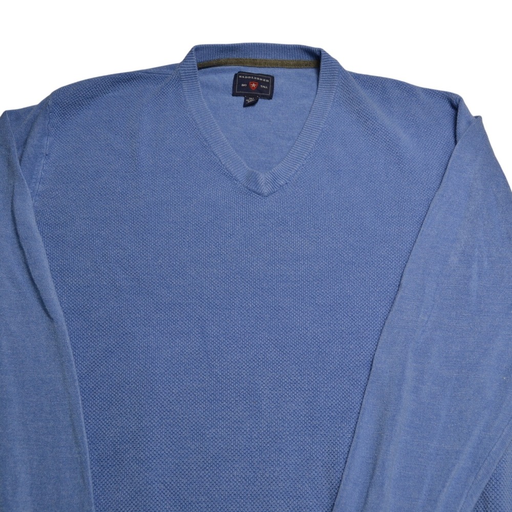 Saddlebred Big Tall V Neck Sweater‎ Blue Acrylic 2XLT
